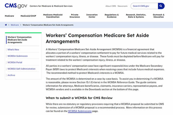 workers’ compensation Medicare set aside arrangement (WCMSA)